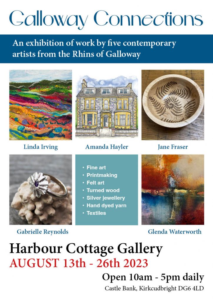 a poster depicting artwork from five artists based in the Rhins of Galloway