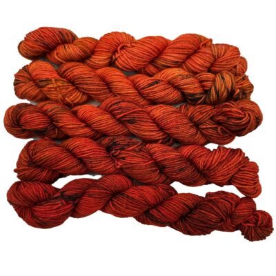 Autumn Blaze gradient yarn pack transitioning from burnt orange to vivid red-orange.